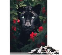 1000 Pieces Black Panther Red Flowers Jigsaw Wooden Puzzle Jigsaws for Adults Family Entertainment Toys 1000pcs (75x50cm)