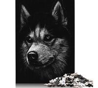 1000 Pieces Black Wolf Creative Square Jigsaw Puzzles for Adults & Wooden Puzzles Challenging Game 1000pcs (75x50cm)