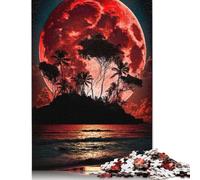 1000 Pieces Blood Moon Tropical Island Puzzles Jigsaw Adults Difficulty Jigsaw Puzzle Relaxing Games Toy (75x50cm)