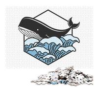 1000 Pieces Blue Whale in The Swell Creative Square Jigsaw Puzzles for Adults And Wooden Puzzles Challenging Game 1000pcs (75x50cm)