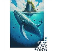 1000 Pieces Blue Whale Painting for Adults Difficult Jigsaw Paper Puzzle for Adults Christmas Eve Gifts 1000pcs (38x26cm)