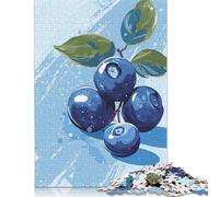 1000 Pieces Blueberries on Blue Background Jigsaw Puzzles Wooden Puzzle Adult Jigsaw Puzzle Educational Game for Adult Teenagers 1000pcs (75x50cm)