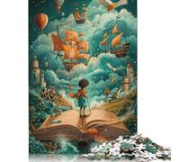 1000 Pieces Book Pirate Ship Sky Jigsaw Puzzles Wooden Puzzles for Adults & Teenager Brain Teaser Puzzles For Adults 1000pcs (75x50cm)