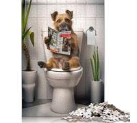 1000 Pieces Border Terrier on Toilet Creative Square Jigsaw Puzzles for Adults & Wooden Puzzles Challenging Game 1000pcs (75x50cm)