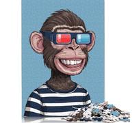 1000 Pieces Bored Ape 3D Glasses Jigsaw Puzzle Difficulty Puzzle Education Games Toys 1000pcs (38x26cm)