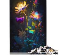 1000 Pieces Bright Luminous Flower Art Puzzle for Adults Paper Puzzles Jigsaw Puzzles for Adults Educational Game Challenge Toy 1000pcs (38x26cm)