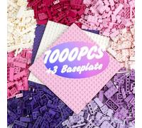 1000 Pieces Building Blocks, Classic Stackable Base Plates, 3 6.3" x 6.3" Blue, Gray and Green Base Plates,Compatible with All Major Brands(Girl Colour)