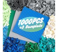 1000 Pieces Building Blocks, Classic Stackable Base Plates, 3 6.3" x 6.3" Blue, Gray and Green Base Plates,Compatible with All Major Brands(Boy Colour)