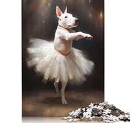 1000 Pieces Bull Terrier Dog Ballerina Creative Square Jigsaw Puzzles for Adults & Wooden Puzzles Challenging Game 1000pcs (75x50cm)