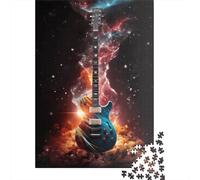 1000 Pieces Burning Guitar Jigsaw Puzzles for Adults Wooden Puzzle Educational Game for Adult Teenagers 1000pcs (75x50cm)