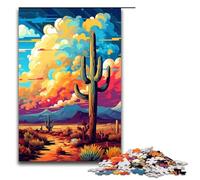 1000 Pieces Cactus in The Desert Is Surrounded by SplattersLots Puzzle Game Jigsaw for Adults Suitable for Couples for And Teenager Age 14 Years Up 75x50cm
