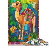 1000 Pieces Camel Stained Glass Art Puzzle for Adults Puzzles for Adults & Teenager Secret Santa Gifts 1000pcs (75x50cm)