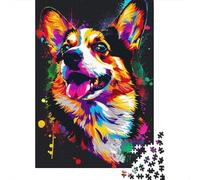 1000 Pieces Cardigan Welsh Corgi Dog Art Jigsaw Puzzles for Adults Wooden Puzzle Educational Game for Adult Teenagers 1000pcs (38x26cm)