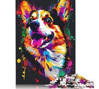 1000 Pieces Cardigan Welsh Corgi Dog Art Jigsaw Puzzles for Adults Wooden Puzzle Educational Game for Adult Teenagers 1000pcs (75x50cm)