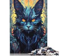 1000 Pieces Cat Flower Portrait 1 Jigsaw Puzzles Wooden Puzzles for Adults & Teenager Brain Teaser Puzzles For Adults 1000pcs (75x50cm)