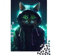 1000 Pieces Cat Neon Art6 Jigsaw Puzzle, Creative Rectangular Paper Jigsaw Puzzles for Adults, Large Puzzles for Family Educational Game 1000pcs (38x26cm)