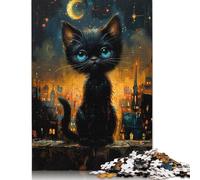 1000 Pieces Cat Under Moonlight Jigsaw Puzzle Adults Difficulty Puzzles Educational Toy Games Family Decoration 1000pcs (38x26cm)