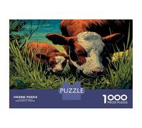 1000 Pieces Cattle Jigsaw Puzzles Great Gift Beautiful Decoration Guardian Among The Grass Puzzles Educational Games for Adults Kids Family 70x50cm/1000pcs