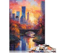1000 Pieces Central Park in Fall Jigsaw Puzzles for Adults Jigsaw Puzzle for Family Time Brain Challenge (38x26cm)
