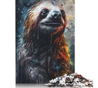 1000 Pieces Charcoal Sloth Portrait Jigsaw Puzzles Wooden Puzzle Adult Jigsaw Puzzle Educational Game for Adult Teenagers 1000pcs (75x50cm)