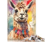 1000 Pieces Cheeky Llama with Colorful Tassels Jigsaw Puzzle, Creative Rectangular Paper Jigsaw Puzzles for Adults, Large Puzzles for Family Educational Game 1000pcs (38x26cm)