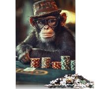 1000 Pieces Chef Monkey Playing Poker Jigsaw Puzzle Difficulty Puzzle Education Games Toys 1000pcs (75x50cm)