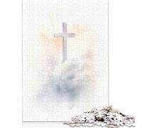 1000 Pieces Christian Cross in The Clouds Jigsaw Puzzle Adults Difficulty Puzzles Educational Toy Games Family Decoration (38x26cm)
