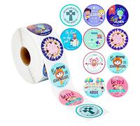 1000 Pieces Christian Stickers, Bible Verse Stickers for Kids, Easter, School, Religious Sticker Roll, 10 Designs, James 1:17, Psalm 104:33, Ephesians 4:32 (3.8 cm Diameter)