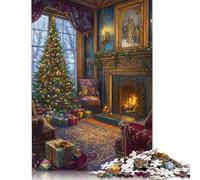1000 Pieces 'Christmas Fireplace Painting Jigsaw Puzzles Adults Difficulty Puzzles Strengthen Relationships between Family Members (75x50cm)