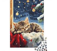 1000 Pieces Christmas Kitten Sleeps Jigsaw Puzzles Difficulty Jigsaw Puzzles Education Games Toys 1000pcs (75x50cm)