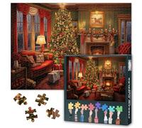 1000 Pieces Christmas Room Puzzles Gifts for Family Friends Cozy Vintage Living Room Jigsaw Puzzles for Adults Intelligence Christmas Theme Puzzle Art for Artwork Home Decoration 27.5"X19.7"