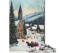 1000 Pieces Christmas Village Painting Jigsaw Puzzles for Adults Wooden Puzzle Jigsaws for Adults Stress Relief Toys 1000pcs (75x50cm)