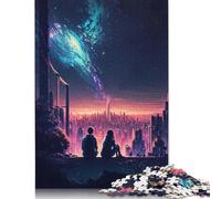 1000 Pieces City of Eternal Stars Creative Square Wooden Jigsaw Puzzles for Adults Educational Game Challenge Toy 1000pcs (75x50cm)