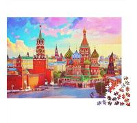 1000 Pieces Cityscape Red Square Jigsaw for Adults paper Puzzle Educational Russian Architecture Brain Training Wall Decor 52x38cm/1000pcs