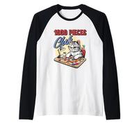 1000 Pieces Club Cat Jigsaw Puzzle Solver Feline Hobbyist Raglan Baseball Tee