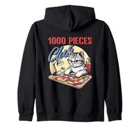 1000 Pieces Club Cat Jigsaw Puzzle Solver Feline Hobbyist Zip Hoodie