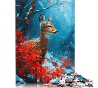1000 Pieces Cold Deer in Cherry Tree Jigsaw Puzzles for Adults Jigsaw Puzzle for Family Time Brain Challenge 1000pcs (75x50cm)