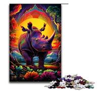 1000 Pieces Color Rhinoceros Puzzles for Adults Wooden Jigsaw Family Games 1000 PCS(75x50cm)