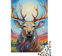 1000 Pieces Colorful Art Elk for Adults Difficult Jigsaw Puzzles for Adults Family Fun Jigsaws Puzzles 1000pcs (38x26cm)