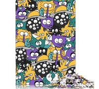 1000 Pieces Colorful Cartoon Monsters for Adults Difficult Jigsaw Paper Puzzle for Adults Christmas Eve Gifts 1000pcs (38x26cm)