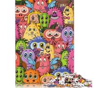 1000 Pieces Colorful Cartoon Monsters Jigsaw Puzzles for Adults Wooden Puzzles for Adults Teenager Man Woman Gift 1000pcs (75x50cm)