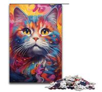 1000 Pieces Colorful Cat Colorful Psychedelic Puzzle Game Jigsaw Puzzle for Adults Suitable for Couples for And Teenager Age 14 Years Up 1000 PCS(75x50cm)