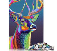 1000 Pieces Colorful Deer Animals Creative Square Jigsaw Puzzles for Adults & Paper Puzzles Challenging Game 38x26cm/1000pcs