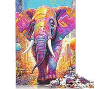 1000 Pieces Colorful Elephant Vintage Puzzles Jigsaw Difficulty Puzzle Jigsaw Educational Games Toy 1000pcs (75x50cm)