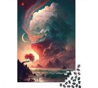 1000 Pieces Colorful Fantasy Landscape 4 Jigsaw Puzzles for Adults Wooden Puzzle Educational Game for Adult Teenagers 1000pcs (75x50cm)