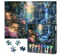 1000 Pieces Colorful Magical Fairyland Enchanted Forest Puzzles for Adults Challenging Forest Woodland with Waterfall Jigsaw Puzzles as Gifts Intelligence Jigsaw Puzzle Home Decor 27.5"X19.7"