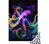 1000 Pieces Colorful Octopus0. Jigsaw Puzzle, Creative Rectangular Wooden Jigsaw Puzzles for Adults, Large Puzzles for Family Educational Game 1000pcs (75x50cm)