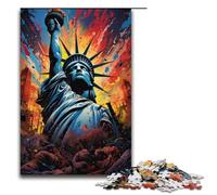 1000 Pieces Colorful Psychedelia of The Statue of Liberty Puzzles for Adults Wooden Jigsaw Family Games 1000 PCS(38x26cm)