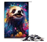 1000 Pieces Colorful Psychedelic Animal Sea Otter Puzzles for Adults Wooden Jigsaw Family Games (size 75x50cm)