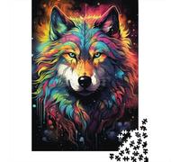 1000 Pieces Colorful Psychedelic Art Wolf Puzzle, Puzzle Jigsaw Puzzles Challenge Jigsaw Puzzle Impossible Puzzle Game for Adults 18+ 1000pcs (75x50cm)